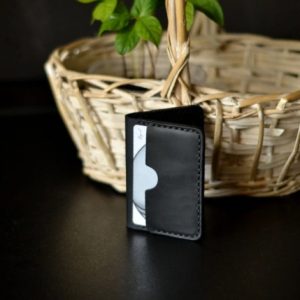 Cardholder Leather Credit Card Holder Wallet for Man with Two ID Windows Custom Handmade Card Case Mens Wallet Black