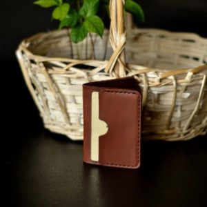 Cardholder Leather Credit Card Holder Wallet for Man with Two ID Windows Custom Handmade Card Case Mens Wallet Brown