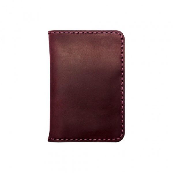 Customized leather wallet for vehicle registration for cash, for four bank cards handmade burgundy by Luniko!