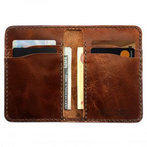 Customized leather wallet for vehicle registration for cash, for four bank cards handmade brown by Luniko!
