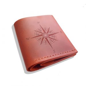 Personalized Customized Personalised Custom Leather Engraved Mens Wallet with Coin Pocket, Bill Compartment, Four Card Pockets Brown