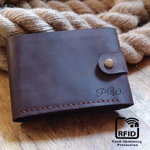 Mens RFID Trifold Wallet Personalized Leather Custom RFID Wallet with 11 Card and Bill Slot and 2 Photo or ID Slots and Coin Pocket with Zipper!