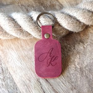 Custom Made Leather Keychain Personalized Engraved Name Monogram Initial Key Chain Key Ring for Man or Woman UNISEX Keys Holder