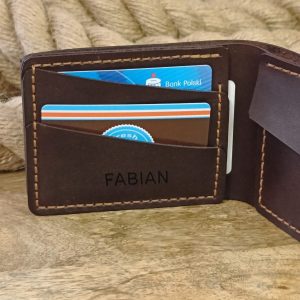 Персонализированный мужской бумажник ручной работы с монограммой на заказ Коричневый кошелек из натуральной кожи с карманом для монет