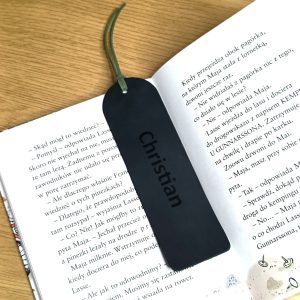 Custom Personalised Bookmark Handmade from Green Leather Engraved Photo, Name, Initial, Quote by Luniko! Gift on Birthday, Christmas and Anniversary
