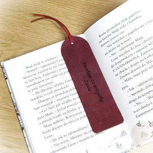 Custom Personalized Bookmark Handmade from Burgundy Leather Engraved Photo, Name, Initial, Quote by Luniko. Gift on Birthday, Christmas and Anniversary