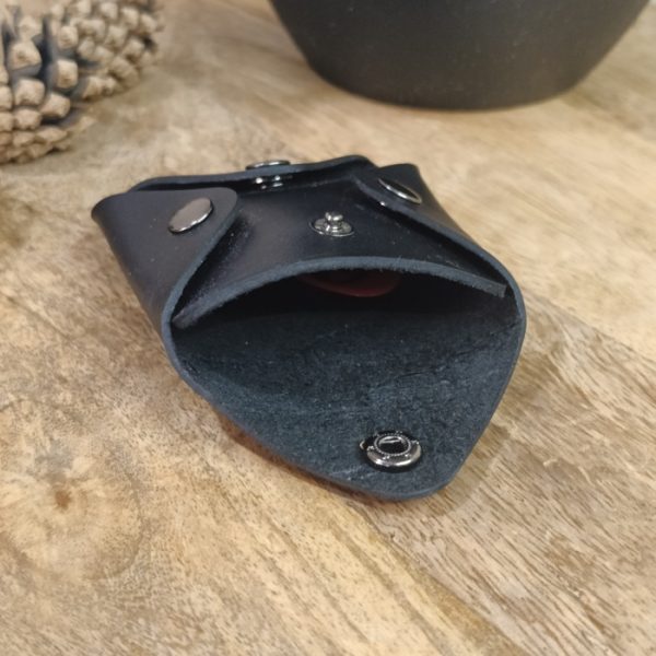 Leather guitar pick case personalized with engraving handmade from genuine leather with logo, name, and initials. Gift for guitarist or bassist