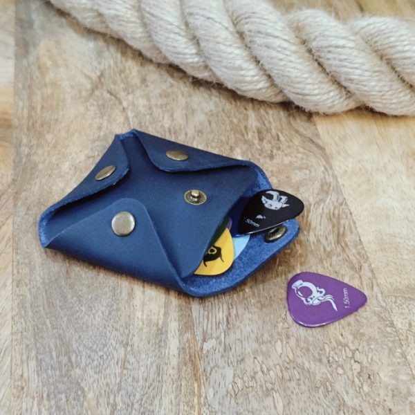 Case holder for guitar picks personalized with engraving handmade from genuine leather with logo, name, and initials Gift for guitarist and bassist