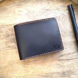 Personalized wallet for 8 cards, one compartment for banknotes, pocket for coins handmade from genuine leather with engraving of name, initials etc