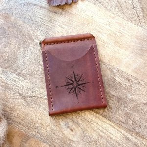 Personalised leather wallet with money clip with 4 compartments for bank cards and other plastic cards with laser engraving any text or image