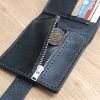 Personalized wallet for 4 cards with engraving, handmade from black leather, with a compartment for banknotes and a coin pocket with name, initials, etc.