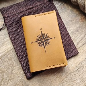 Yellow leather passport cover. Personalized passport holder. Custom passport case with engraving of name, initials, etc. Handmade passport wallet.