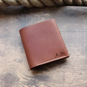 Personalized wallet with initials. Engraved wallet handmade of high quality leather with three card slots, a coin pocket and a banknote compartment
