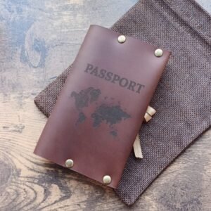 Personalized leather passport cover. Holder for passport. Custom passport case. Handmade passport pouch. Passport wallet with engraving by Luniko